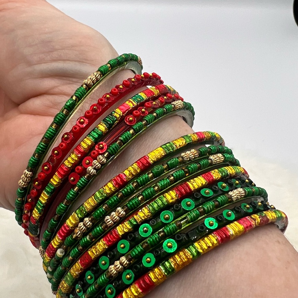 Colorful Beaded Bangle Set Boho Bollywood Costume